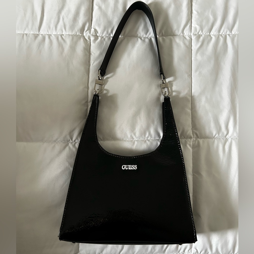 Guess Patent Black Shoulder Purse